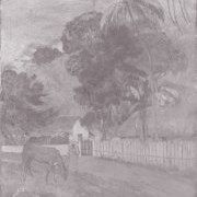 Landscape. A Horse on Road