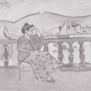 Femme sur une terrasse