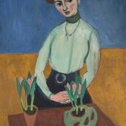 Young girl with tulips